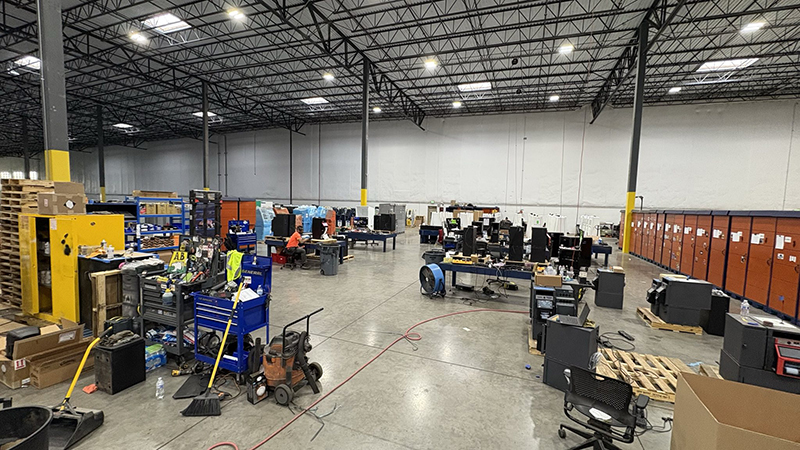 Room in our new Bibbeo warehouse for new technology and repair and paint services.